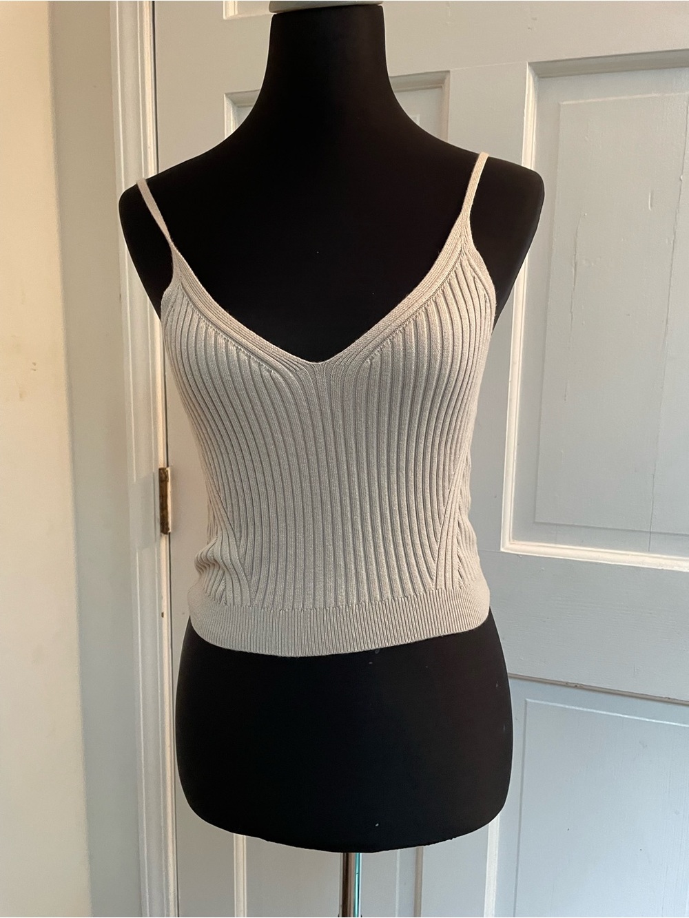 Abercrombie & Fitch Cream Ribbed V-Neck Camisole
